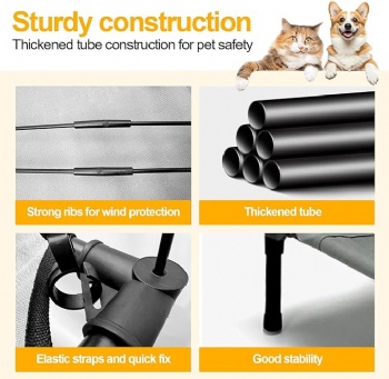 Large Dog Bed Outdoor Dog Bed with Canopy and 4 Windproof Stakes Outdoor Shade and Sun Protection Detachable Pet Raised Bed