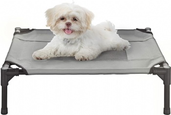Elevated Dog Bed - Portable Pet Bed with Non-Slip Feet - IndoorOutdoor Dog Cot or Puppy Bed for Pets up to 25lbs (Gray)