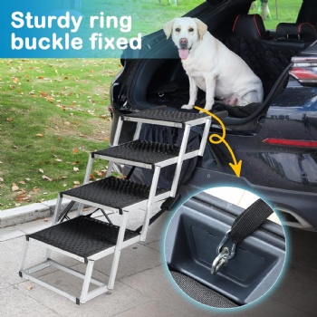 Dog Stairs for Car 5 Steps - Collapsible Pet Steps Ramp for Car and SUV, Aluminum Dog Ramp for Large Dogs,Telescoping Pet Step Stairs Ladder for Truck, High Bed