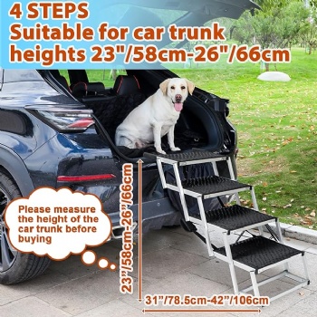 Dog Stairs for Car 5 Steps - Collapsible Pet Steps Ramp for Car and SUV, Aluminum Dog Ramp for Large Dogs,Telescoping Pet Step Stairs Ladder for Truck, High Bed